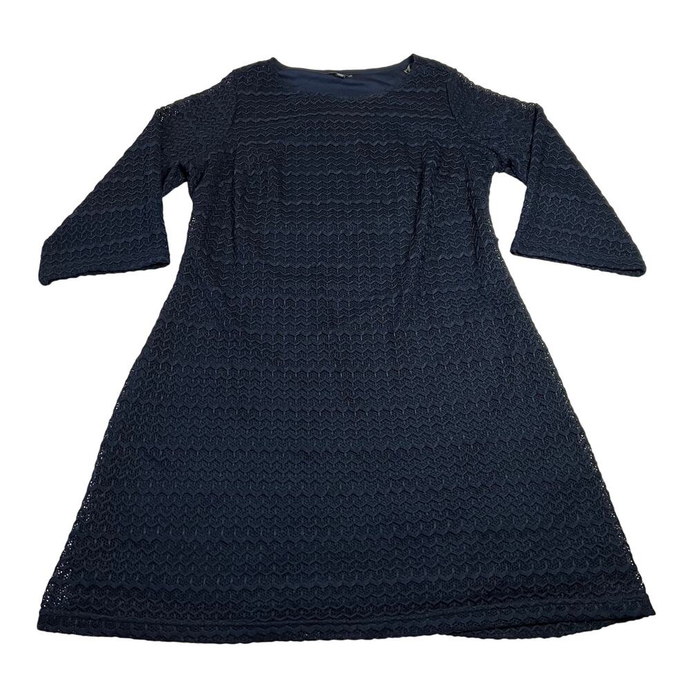 Sharagano Round Neck Lace A-Line Dress Size 16W Knee Length Party Minimalist